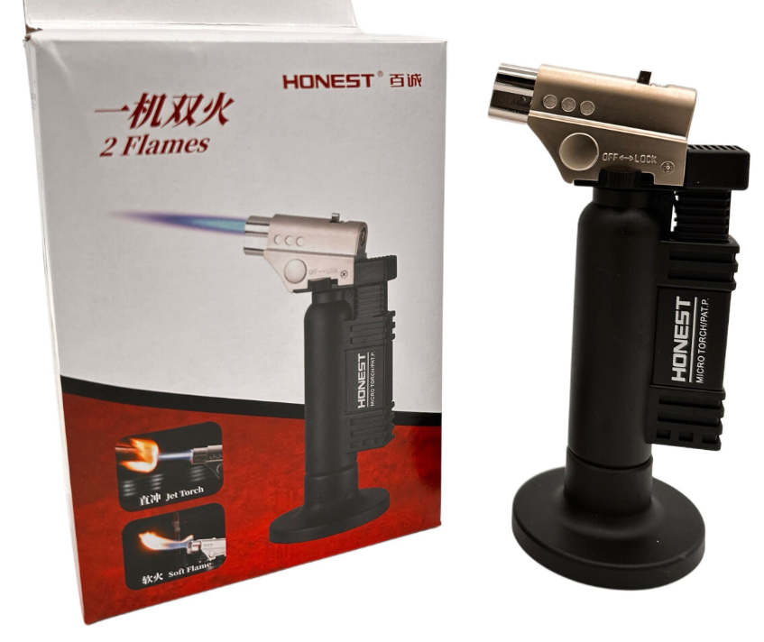 Honest Black Dual Flame W/O Butane Lighter