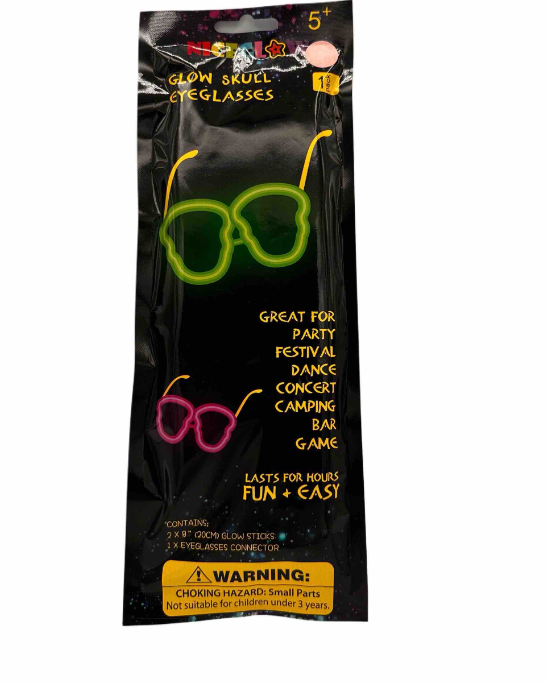 Glow Glasses (Glow Skull Eyeglasses – Glow Stick Style)